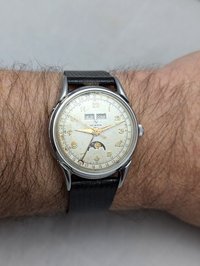 1950's Helbros Triple Calendar Watch with Moon Phase