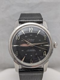 1960s Clebar 24 Hour Black Dial Watch