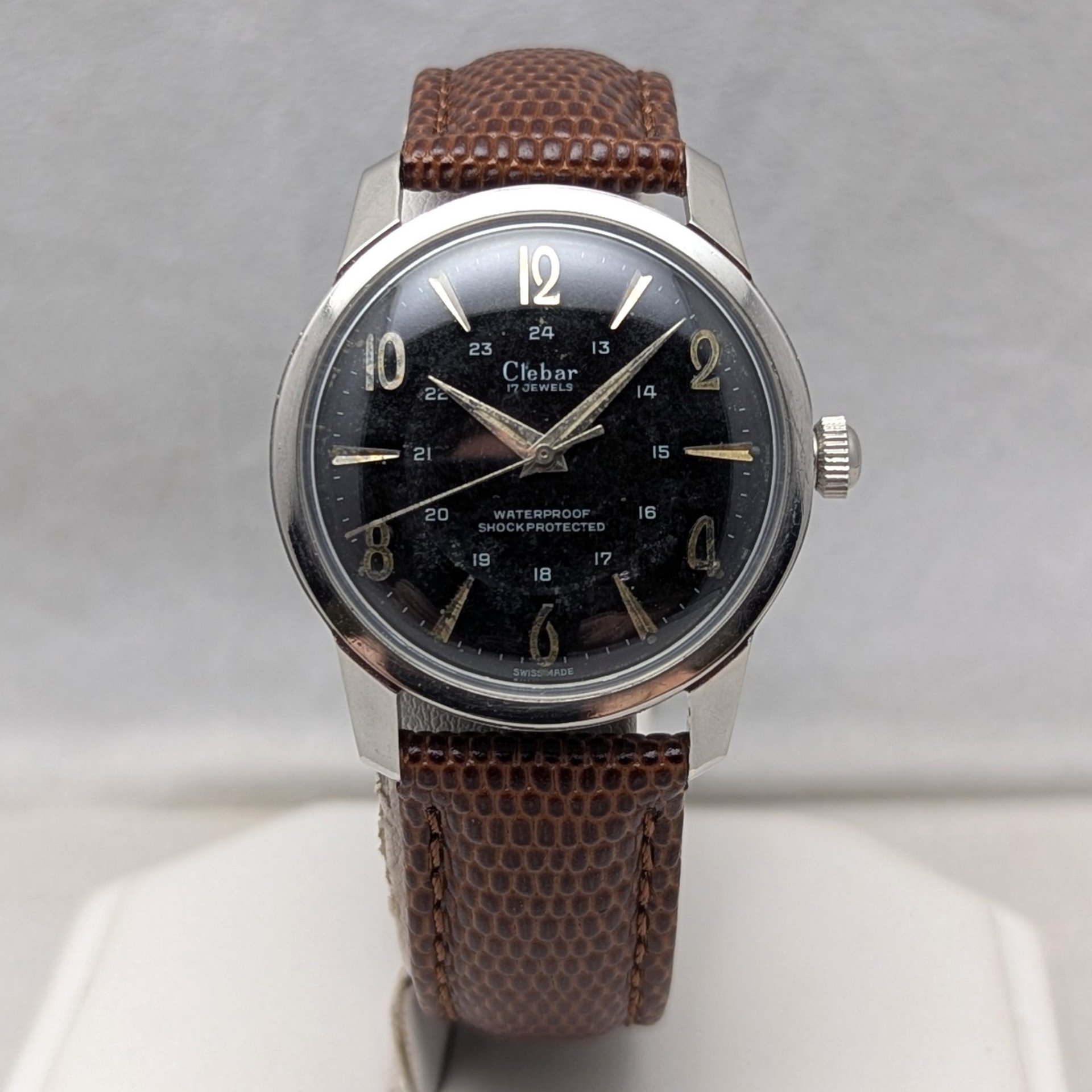 1960s Clebar 24 Hour Black Dial Watch