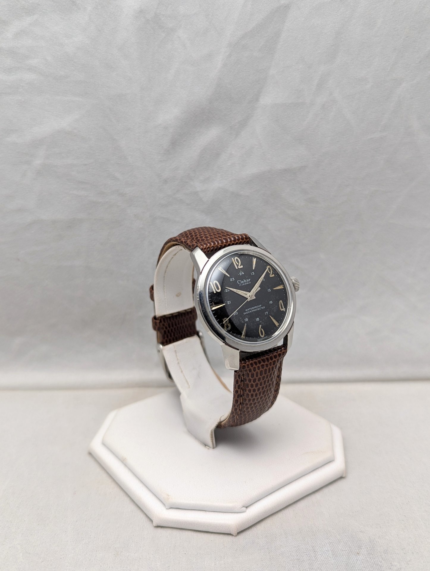 1960s Clebar 24 Hour Black Dial Watch