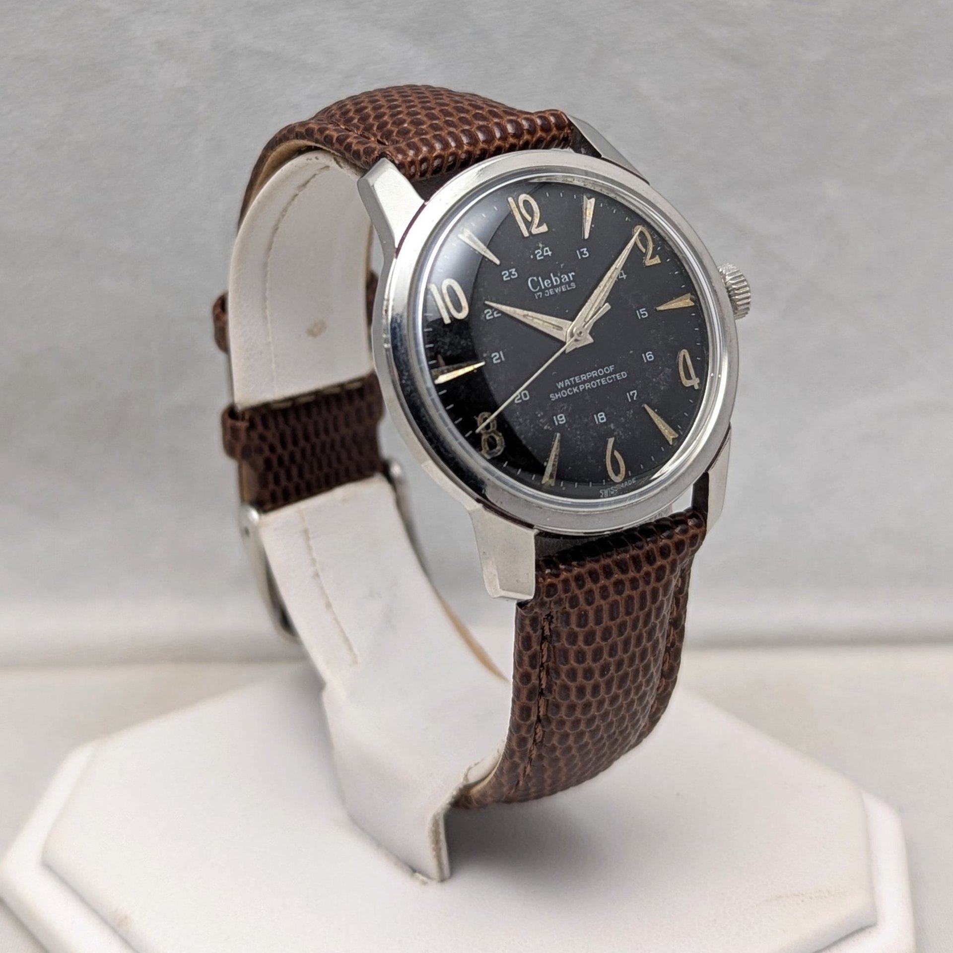 1960s Clebar 24 Hour Black Dial Watch