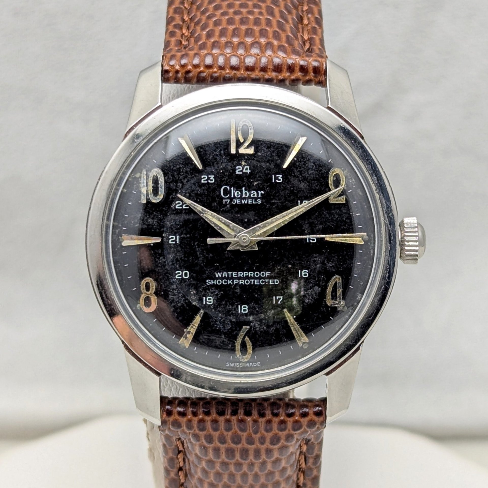 1960s Clebar 24 Hour Black Dial Watch