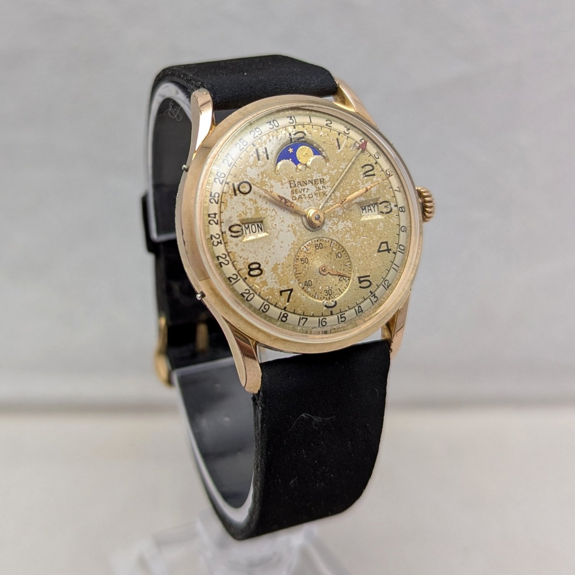 1948 Banner Datofix Triple Calendar Watch with Moon Phase