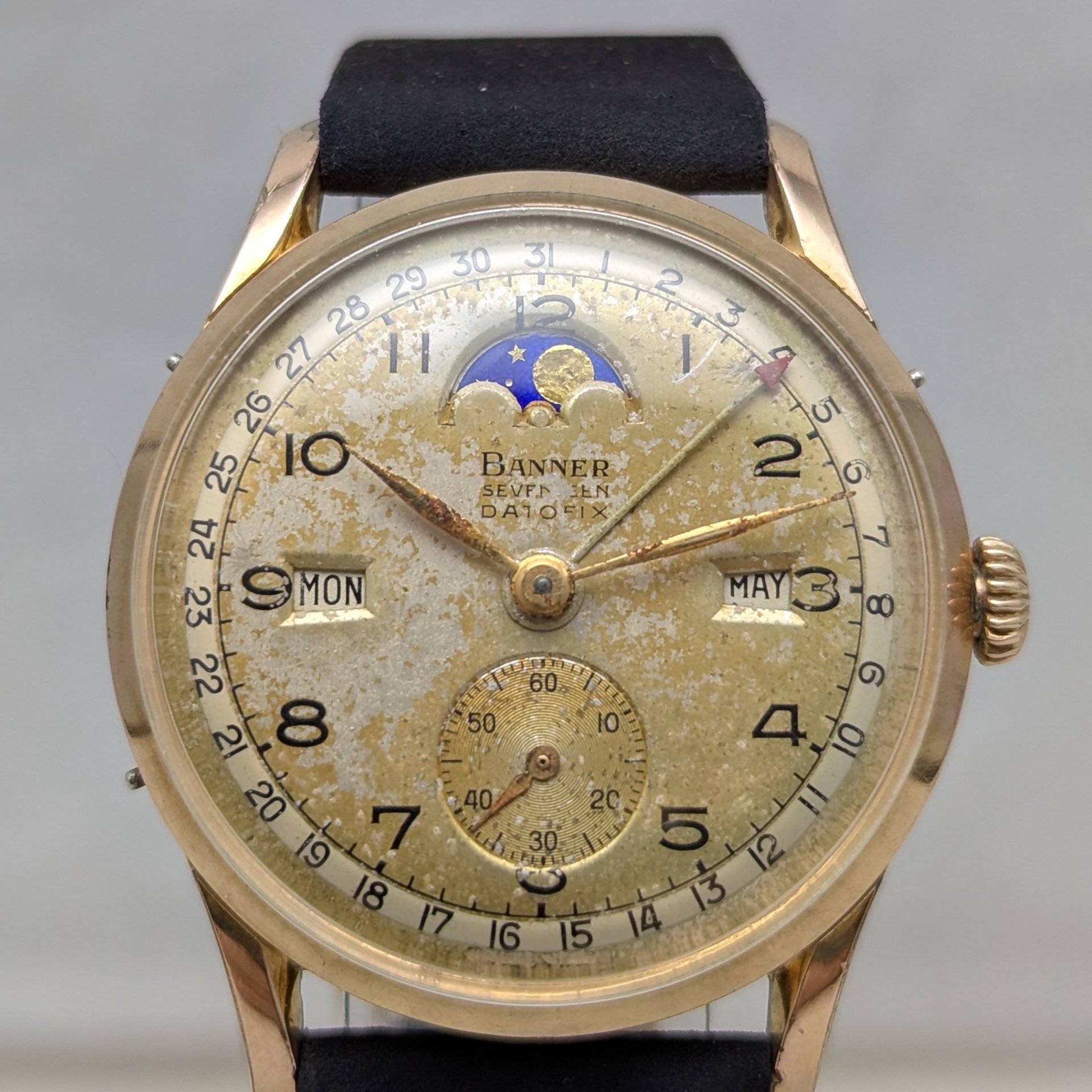 1948 Banner Datofix Triple Calendar Watch with Moon Phase
