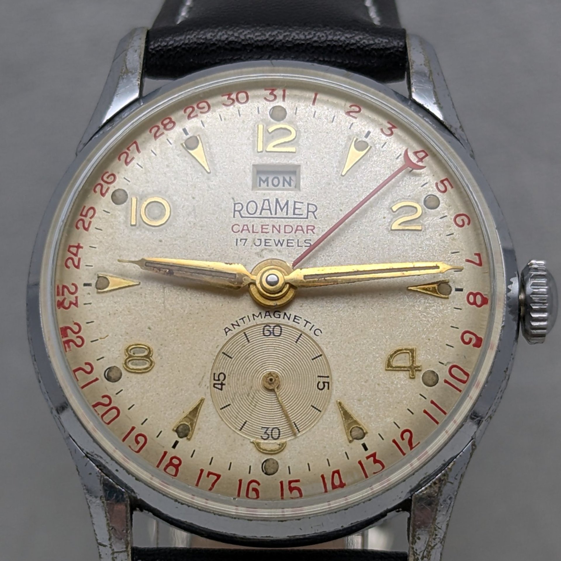 1952 Roamer Pointer Calendar Watch