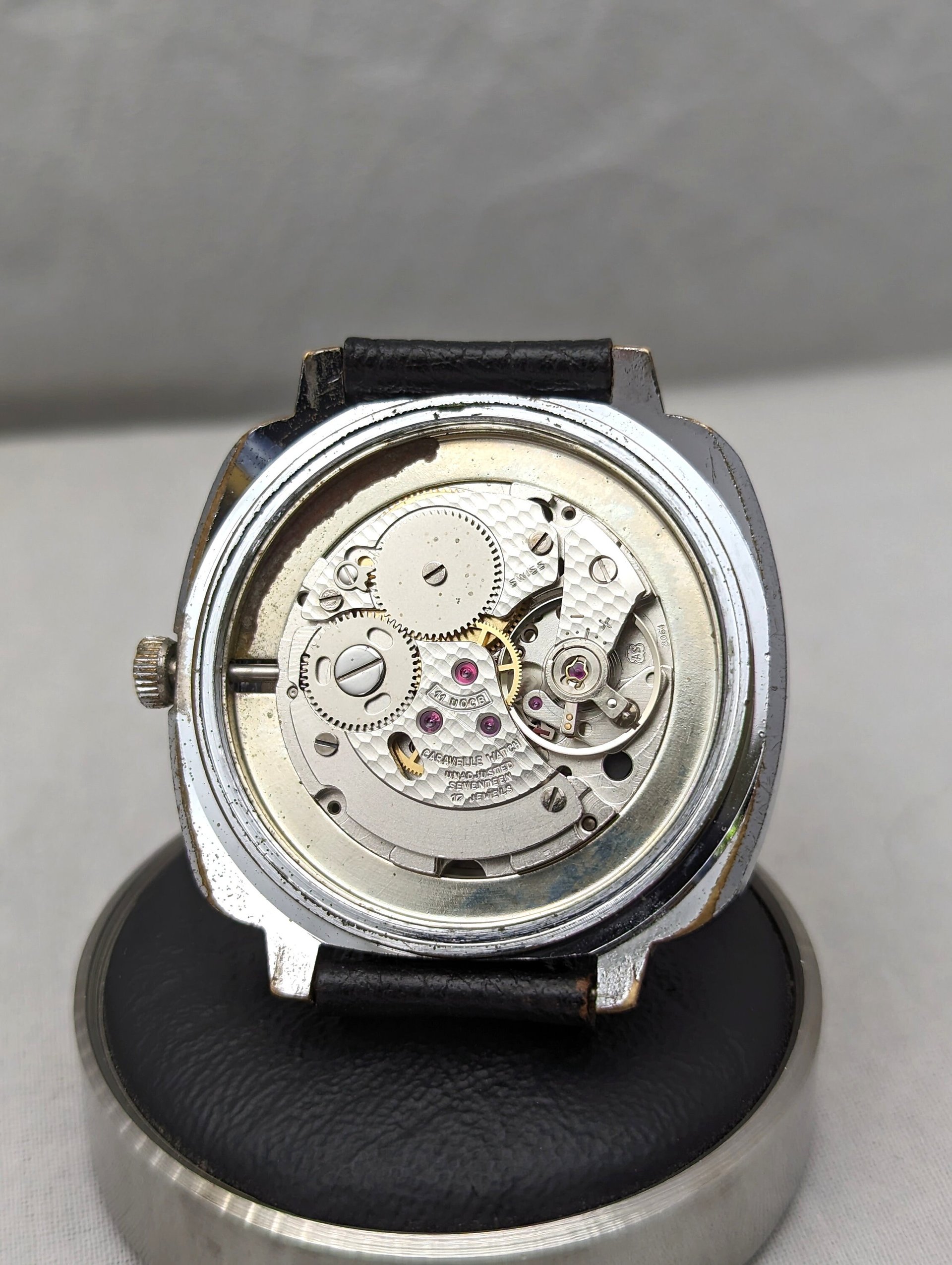 Vintage 1975 Caravelle Blue TV Dial Watch
