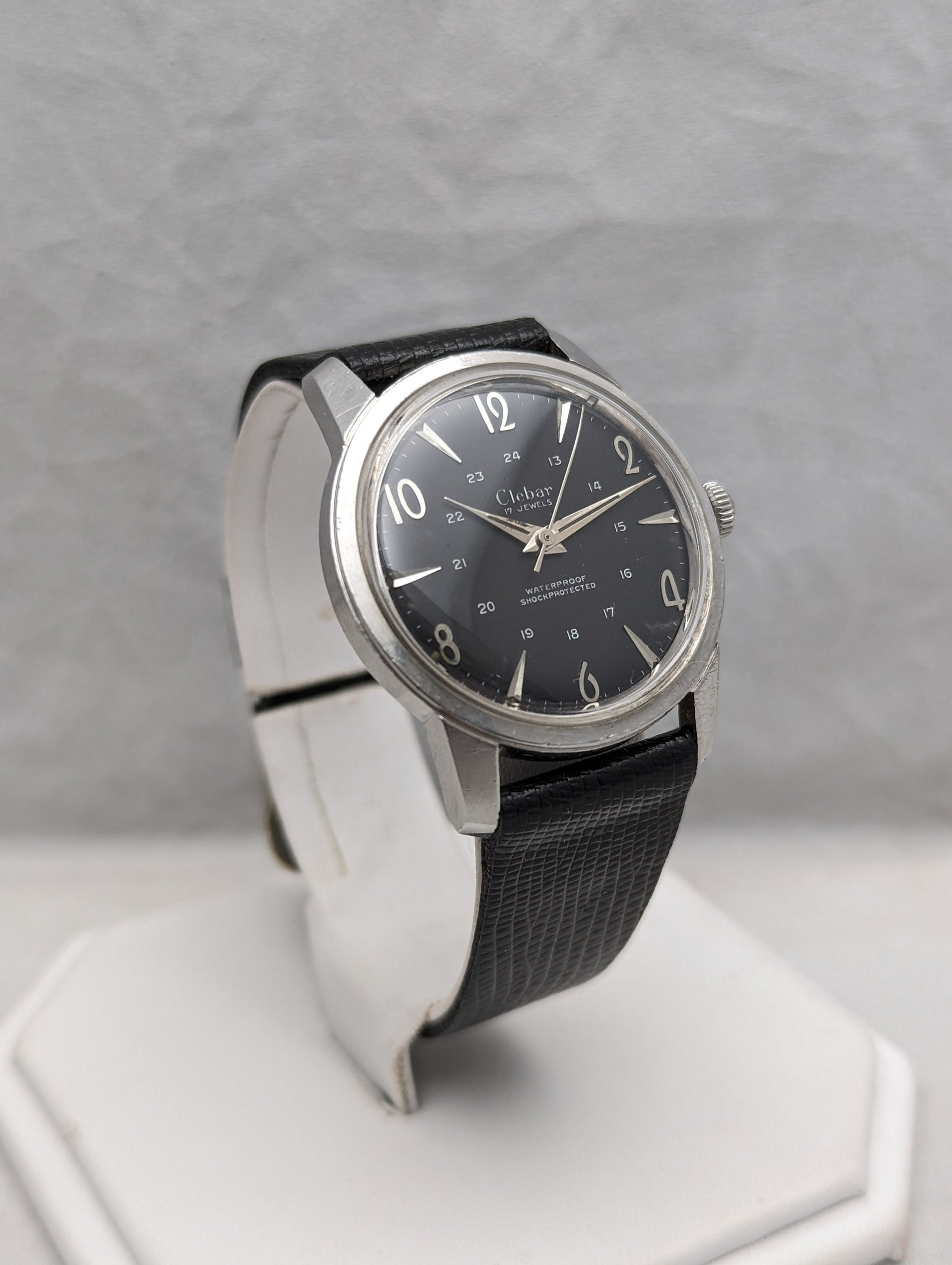 1960s Clebar 24 Hour Black Dial Watch