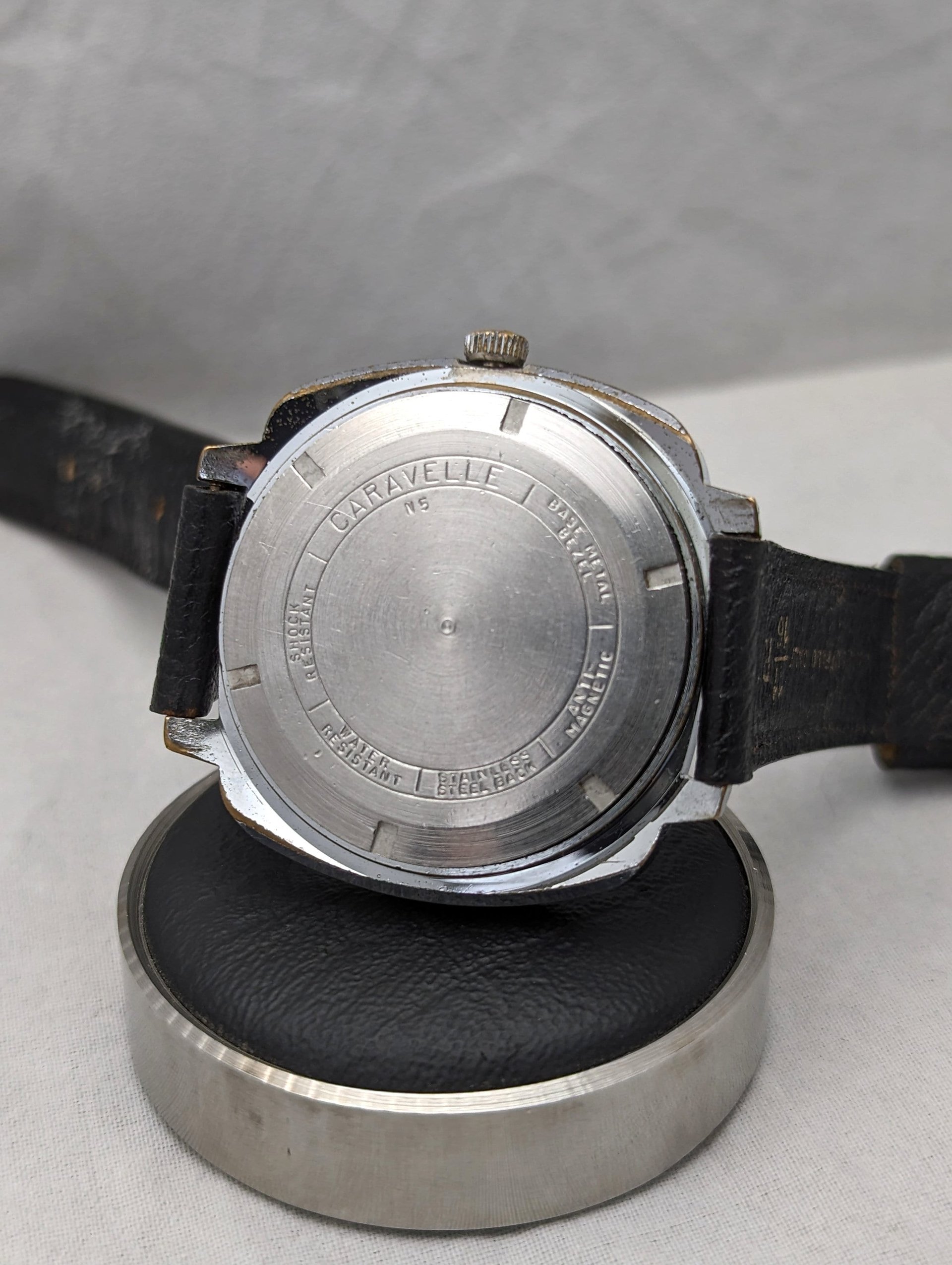 Vintage 1975 Caravelle Blue TV Dial Watch