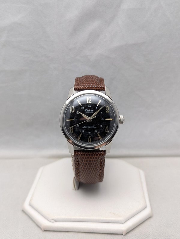 1960s Clebar 24 Hour Black Dial Watch