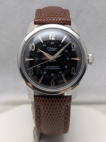 1960s Clebar 24 Hour Black Dial Watch