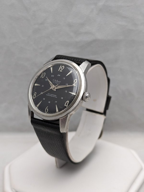 1960s Clebar 24 Hour Black Dial Watch